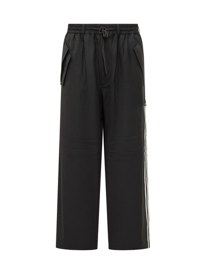 Y-3 Adidas Schwarze Baggy-Hose mit Seitenbändern Y-3