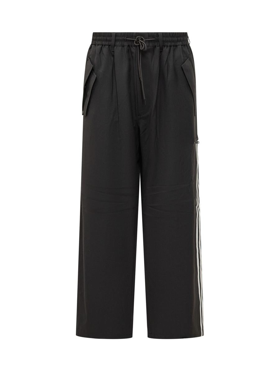 Y-3 Adidas Schwarze Baggy-Hose mit Seitenbändern Y-3