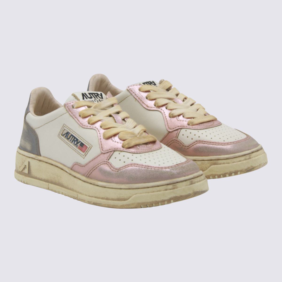 Autry – Weiße und graue Sup Vint Low-Metal-Sneaker