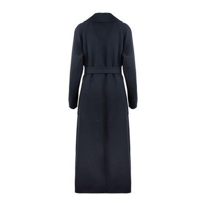 Max Mara – Langer Morgenmantel aus Wolle in Mitternachtsblau