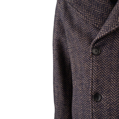 Etro Blaue und Kamelbraune Peacot-Jacke
