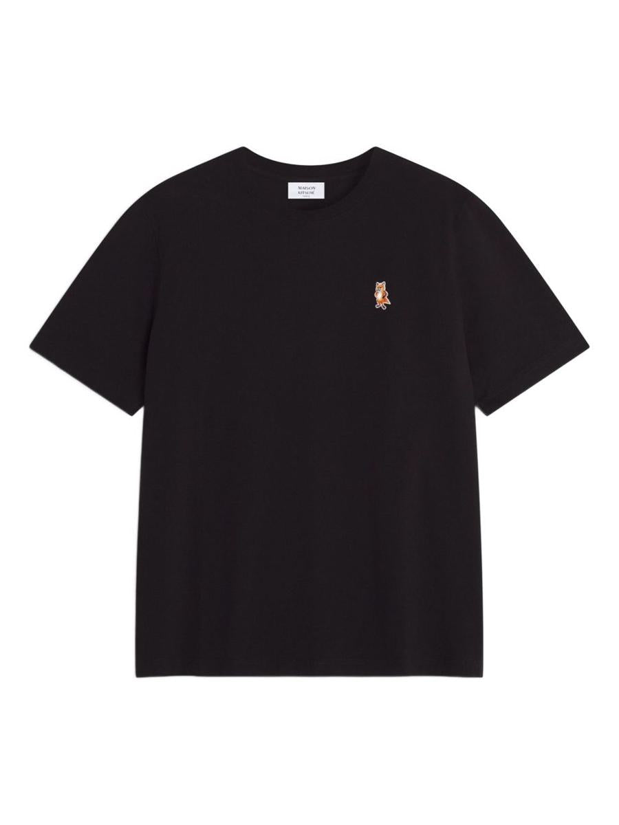 Maison Kitsuné – Baumwoll-T-Shirt mit stehendem Fuchs
