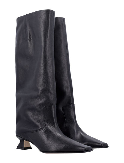 Miista Effie Kniestiefel aus schwarzem Leder