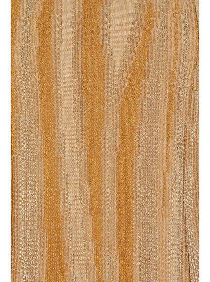 Langes, ärmelloses Metallic-Kleid mit quadratischem Ausschnitt und gekreuzten Trägern auf der Rückseite aus technischem Stoff für Damen