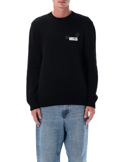 MM6 Maison Margiela – Wollpullover mit Rundhalsausschnitt und Label-Tape
