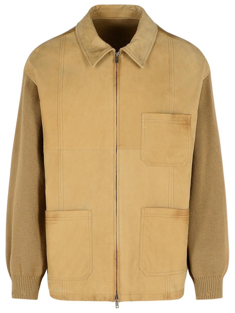 Beige Wildlederjacke von Golden Goose
