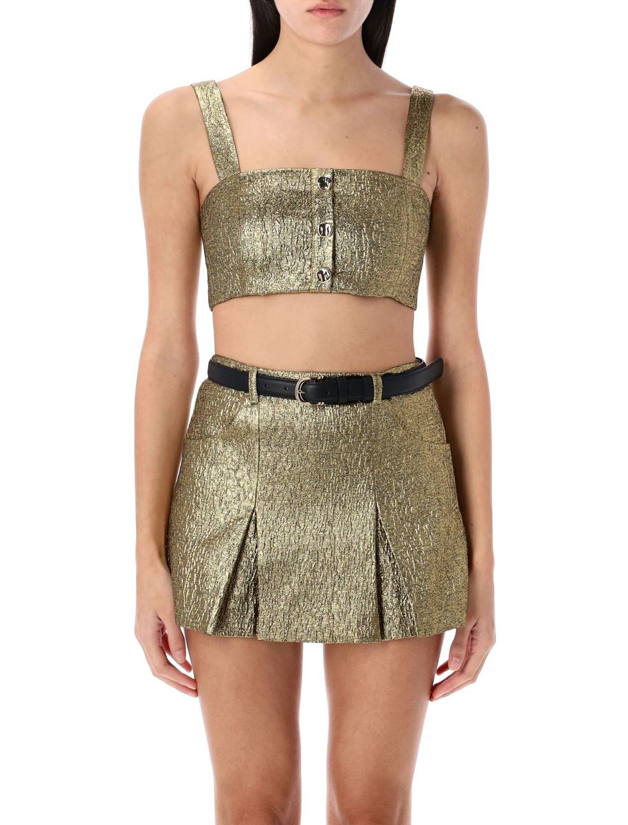 Self-Portrait – Kurzes Jacquard-Top in Metallic