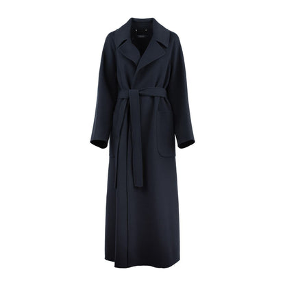 Max Mara – Langer Morgenmantel aus Wolle in Mitternachtsblau