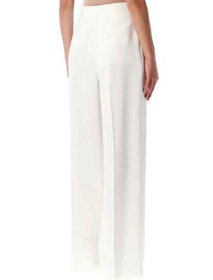 Alberta Ferretti – Weiße Bundfaltenhose mit weitem Bein