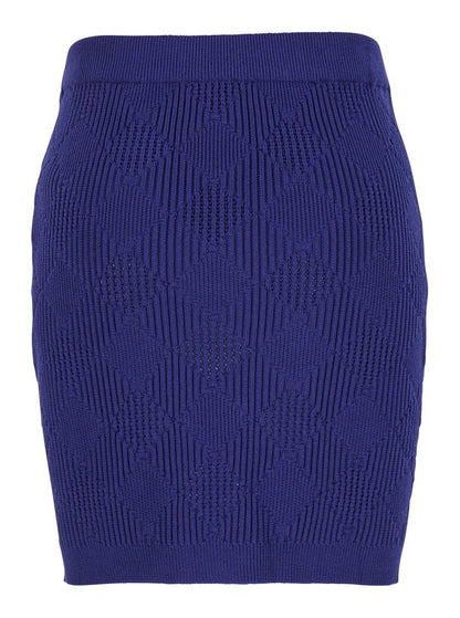 Blauer Minirock mit Schmuckknöpfen aus Viskosemischung für Damen