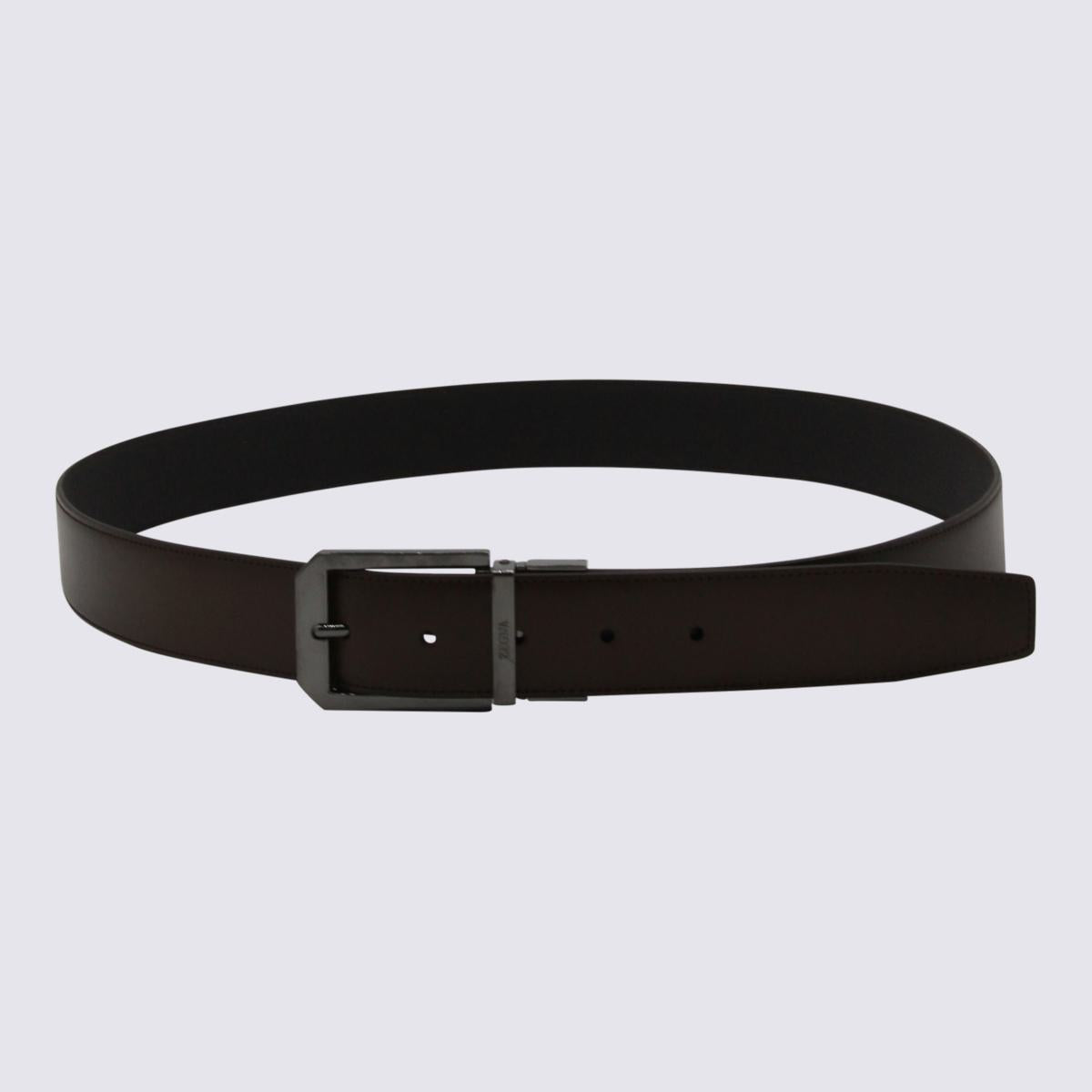 Zegna Schwarzer Ledergürtel