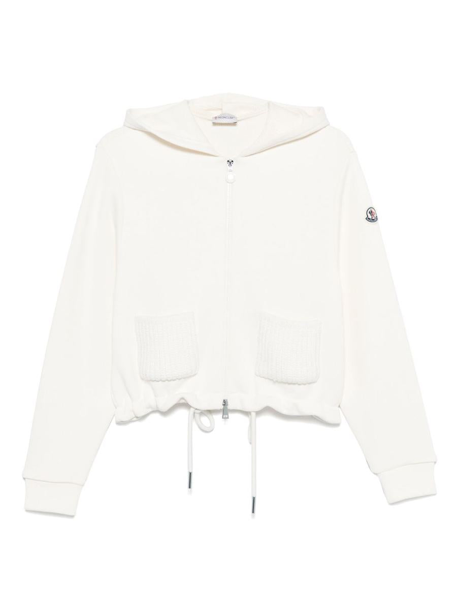 Moncler – Weißer Kapuzenpullover mit Coulisse