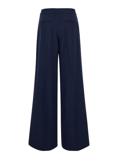 Blaue Hose mit weitem Bein aus Polyester für Damen