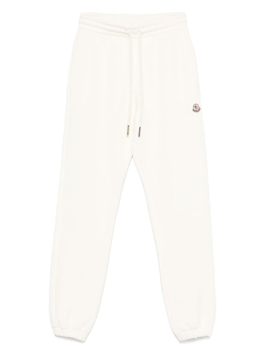 Moncler – Weiße Hose mit Logo-Patch und Coulisse