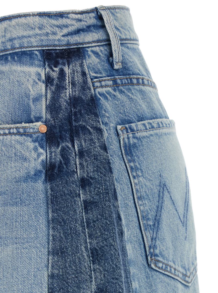 Blaue Five-Pocket-Jeans mit Patchwork-Design aus Denim für Damen