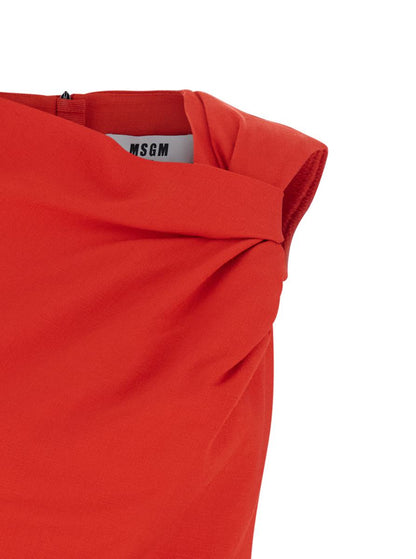 Rotes Kleid mit Rüschendetails aus Viskosemischung für Damen