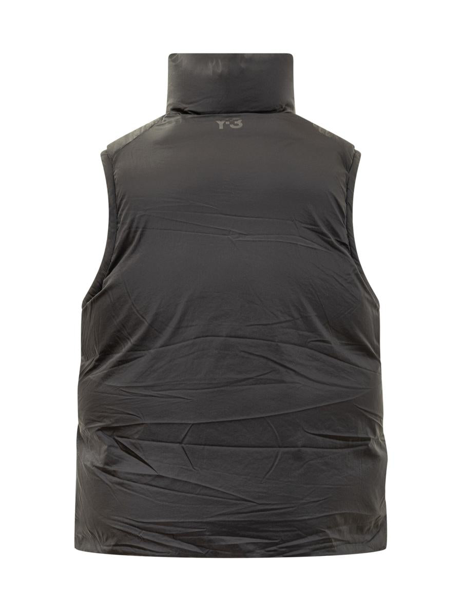 Y-3 Adidas Schwarze gepolsterte Weste mit Reißverschluss Y-3