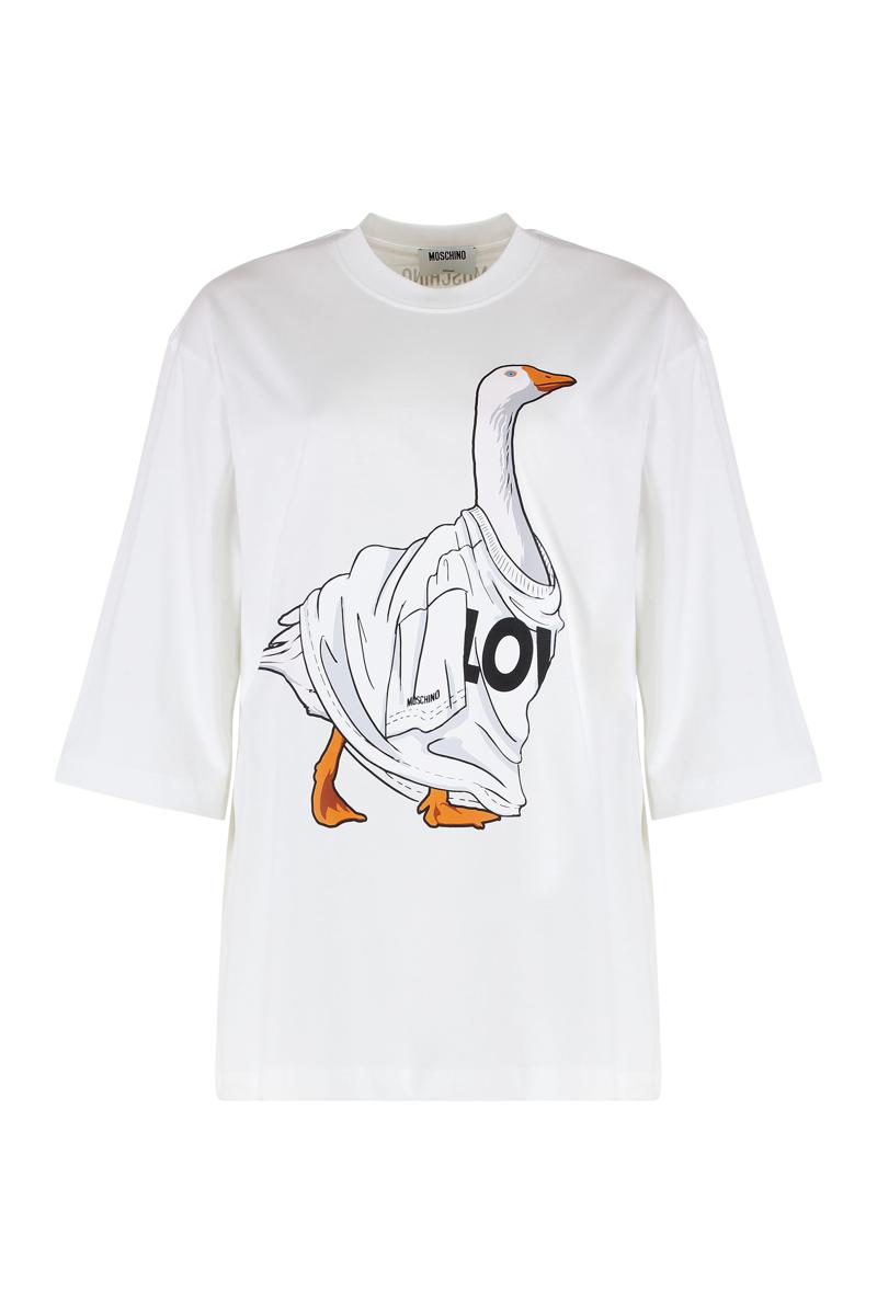 Moschino Baumwoll-T-Shirt mit Rundhalsausschnitt