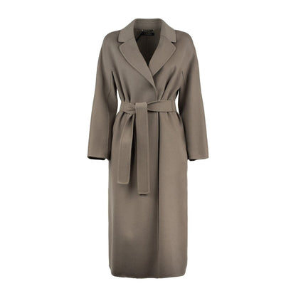 Max Mara – Grauer Midimantel aus drapierter Wolle