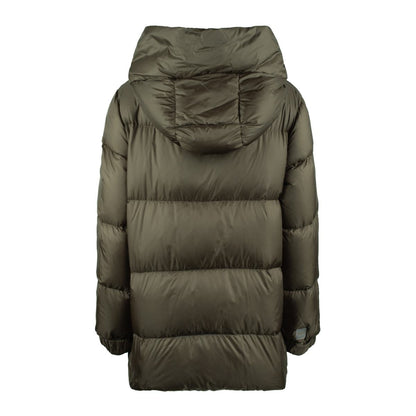 Max Mara Khakigrüne Anti-Tropf-Canvas-Daunenjacke