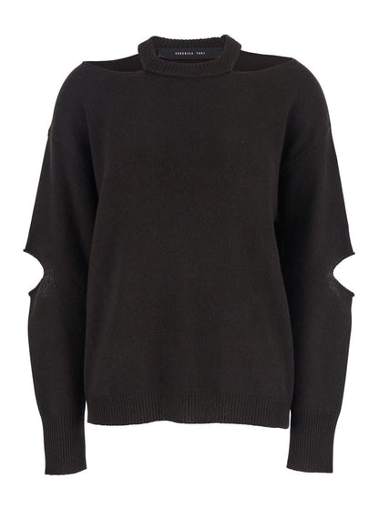 Maglia Misto Cashmere Cut Girocollo