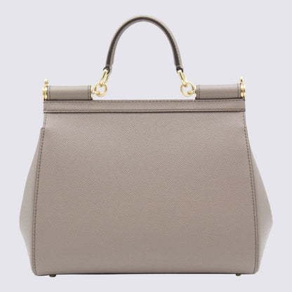 Dolce &amp; Gabbana – Sicily – Große Henkeltasche aus grauem Leder