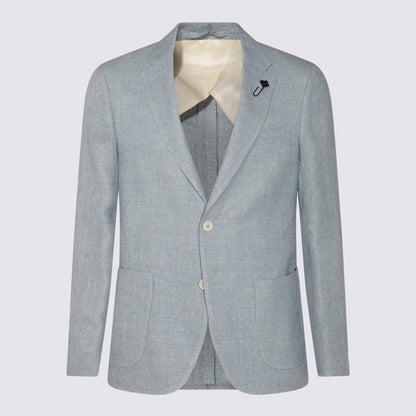 Lardini Hellblauer Blazer aus Leinen-Wollmischung