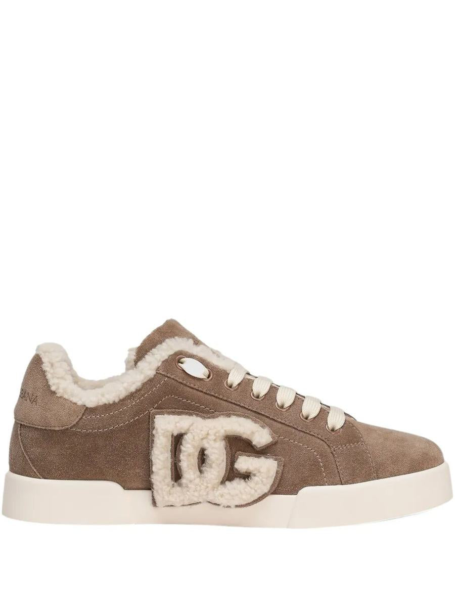 Dolce &amp; Gabbana – Wildleder-Sneakers mit Lammfellfutter