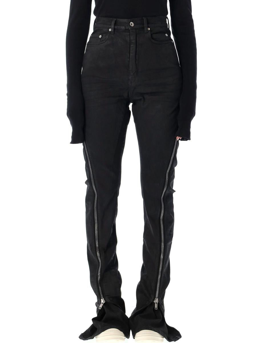 Rick Owens Drkshdw Bolan Banana Schwarze gewachste Jeans