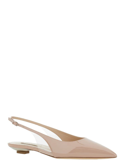 'Miniblade Tiffany' Beige Slingback-Ballerinas aus Lackleder für Damen
