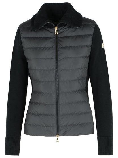 Moncler Schwarze Schurwollmischungsjacke