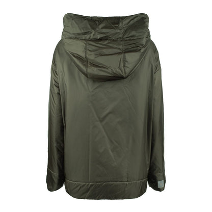 Max Mara – Gefütterte, tropfwassergeschützte Canvasjacke mit Kapuze in Grün-Khaki