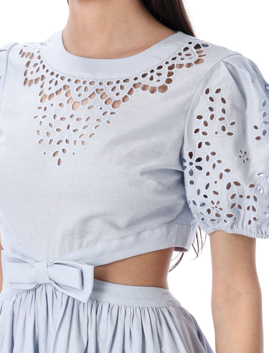 Minikleid mit Selbstporträt-Stickerei