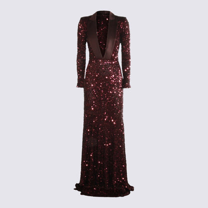 Elisabetta Franchi Dunkelrotes Maxikleid
