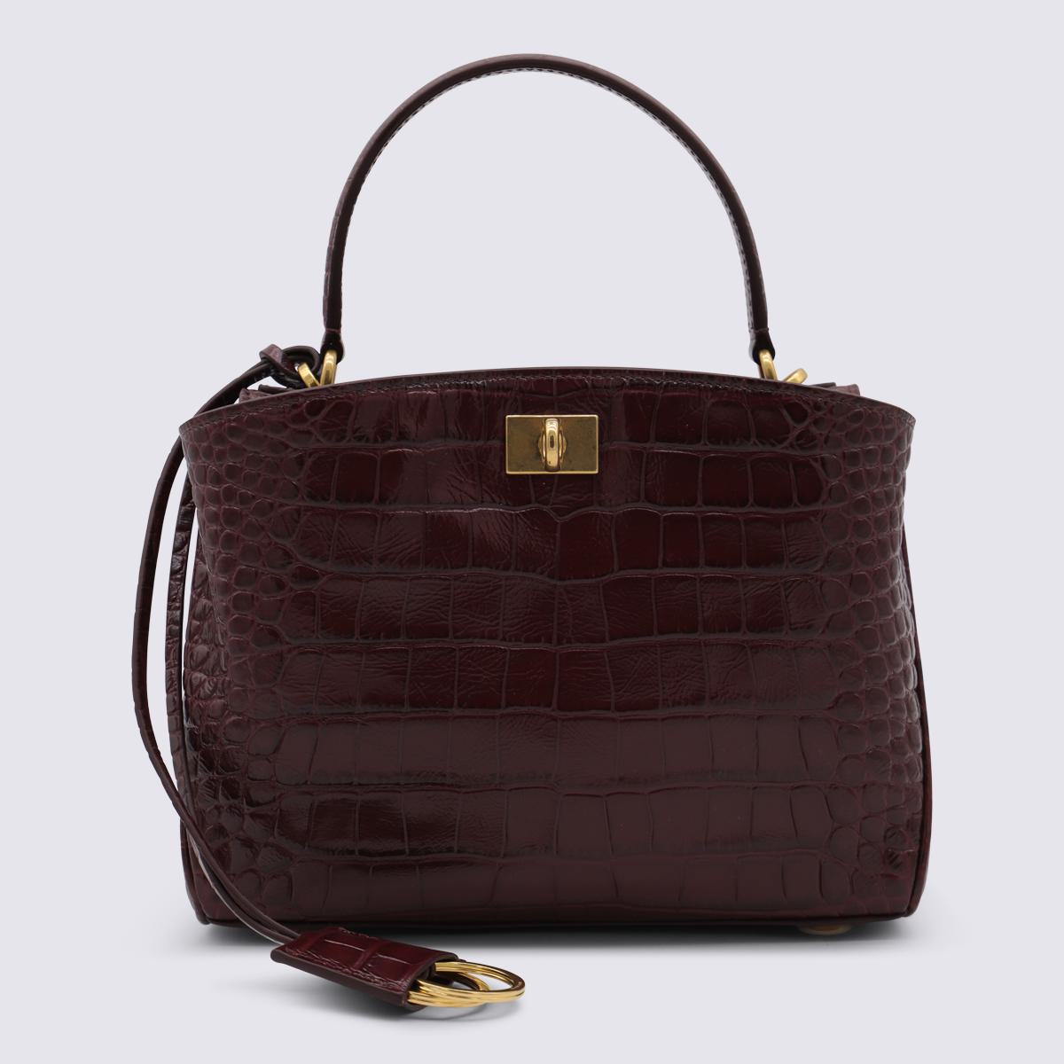 Balenciaga – Rodeo Mini-Tasche mit Henkel aus dunkelrotem Leder
