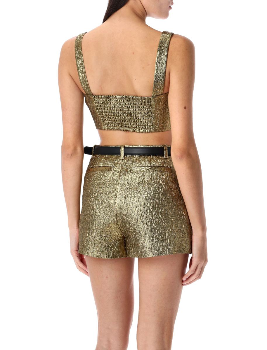 Self-Portrait – Kurzes Jacquard-Top in Metallic
