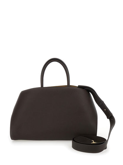 Braune Handtasche „Hug Bicolor“ mit Logo und Gancini-Schnalle aus Leder für Damen