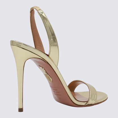 Aquazzura Goldfarbene Ledersandalen