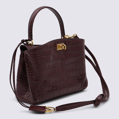 Balenciaga – Rodeo Mini-Tasche mit Henkel aus dunkelrotem Leder