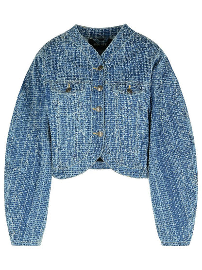 Rotate Birger Christensen – Kurze Baumwolljacke in Blau
