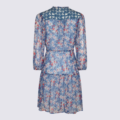 Rixo Blaues kurzes Kleid