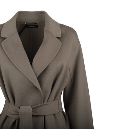 Max Mara – Grauer Midimantel aus drapierter Wolle