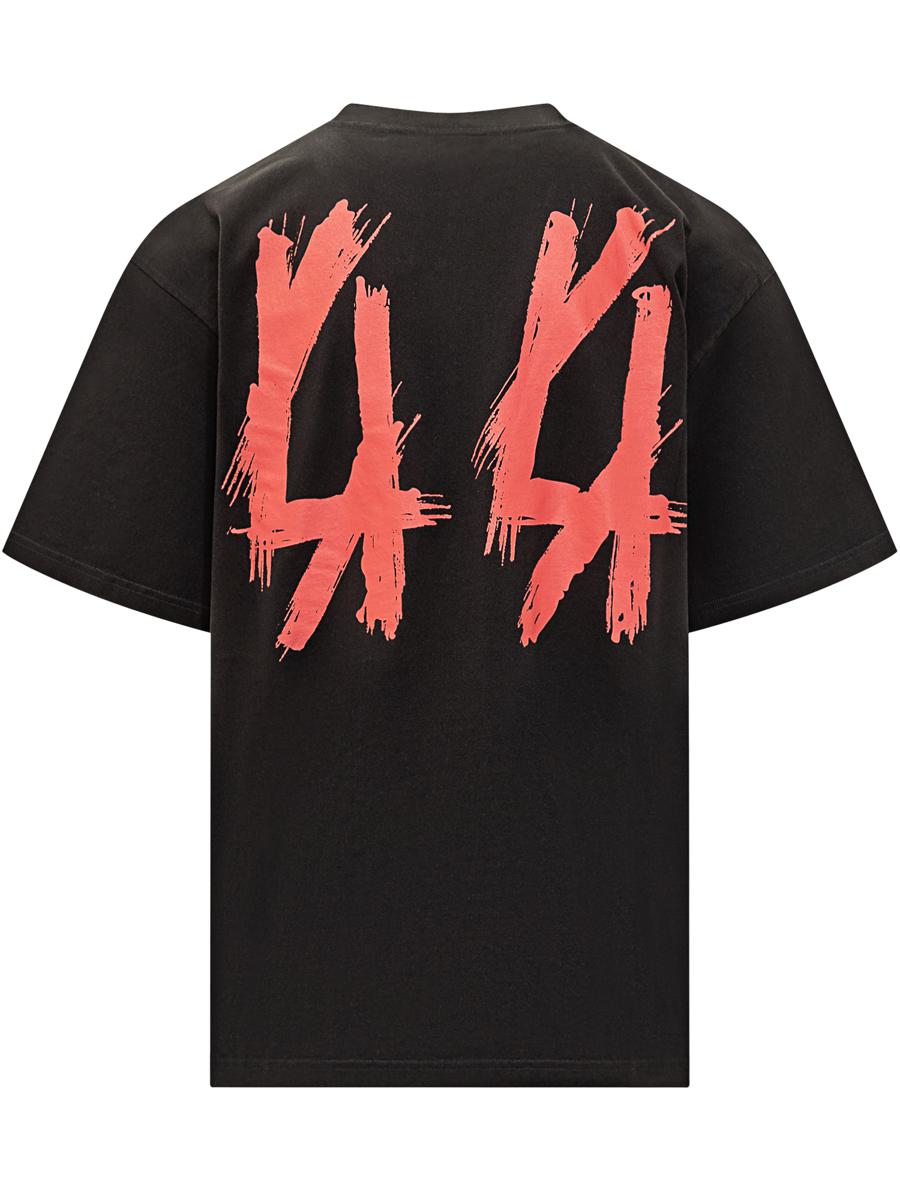 M44 Label Group – Schwarzes Oversize-T-Shirt „44 Label Group“ mit Front Row-Print