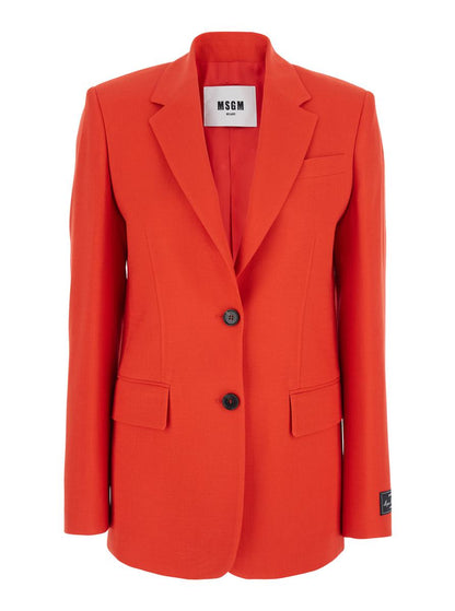Rote Jacke mit klassischem Revers und Brusttasche aus Viskosemischung für Damen
