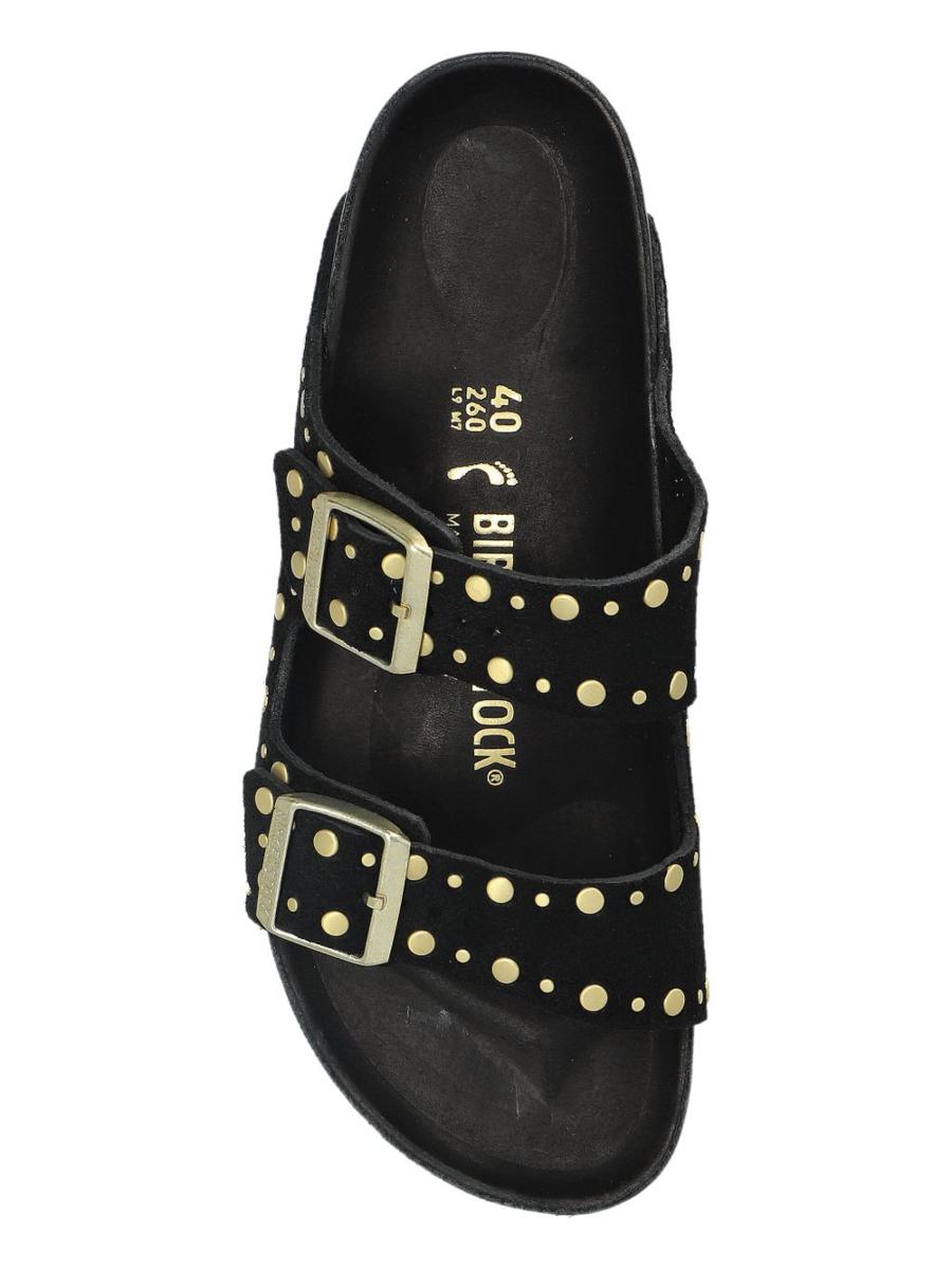 Birkenstock „Florida“ schwarze Lederpantoffeln