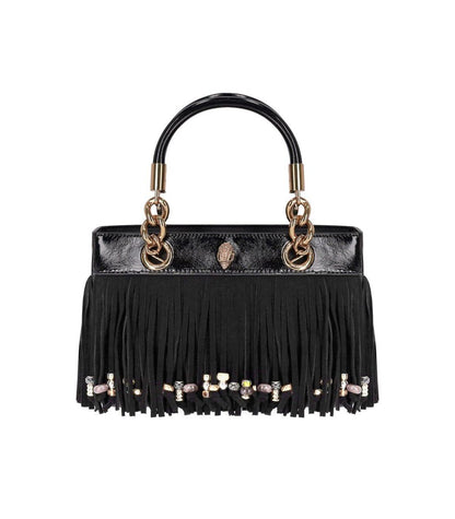Kurt Geiger London – Kensington – Schwarze Handtasche mit Fransen