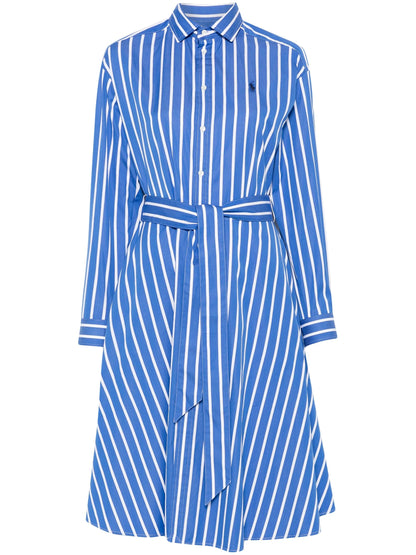 Gestreiftes Hemdblusenkleid mit Gürtel