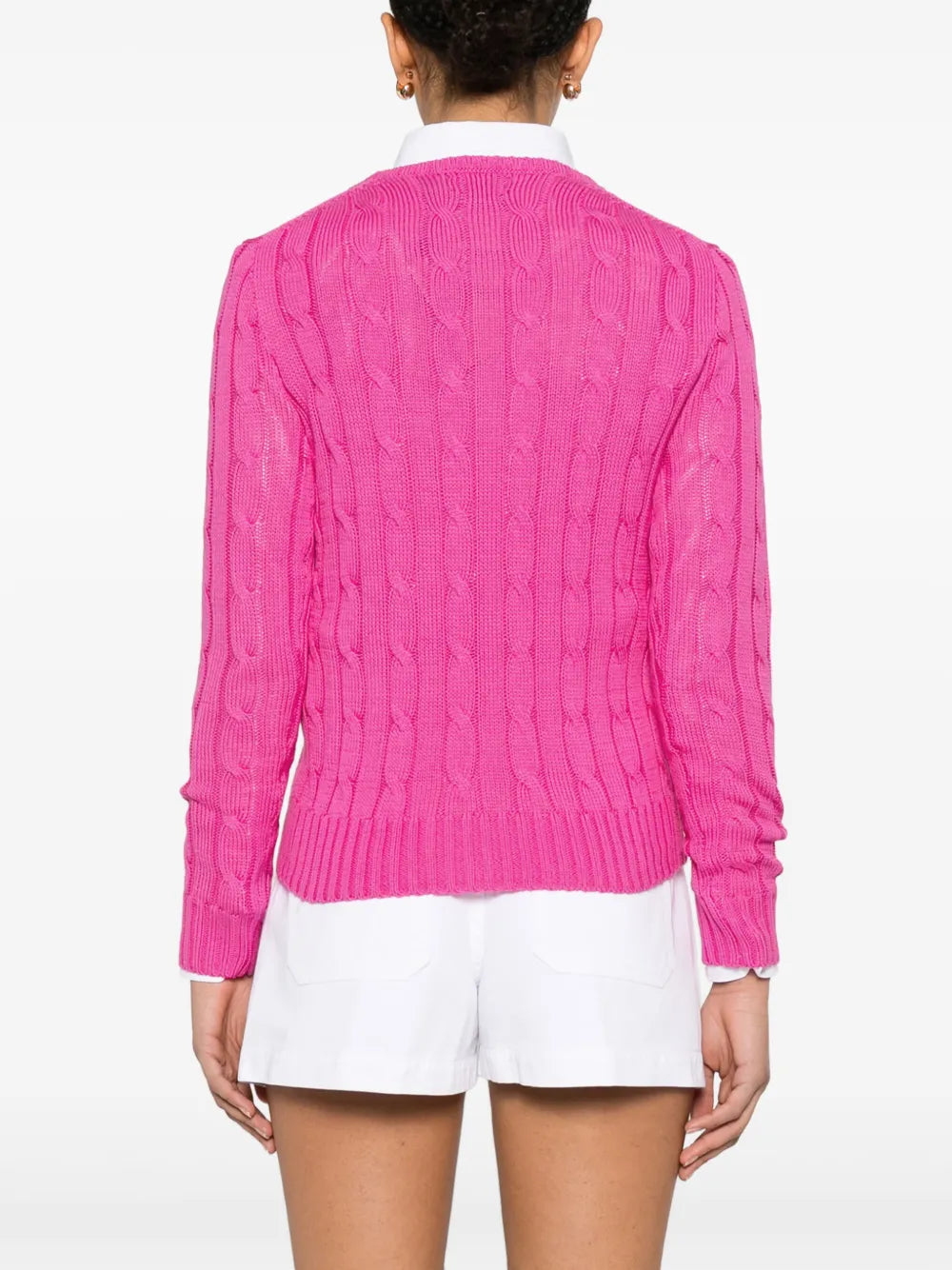 Rundhalspullover aus Baumwolle mit Zopfmuster