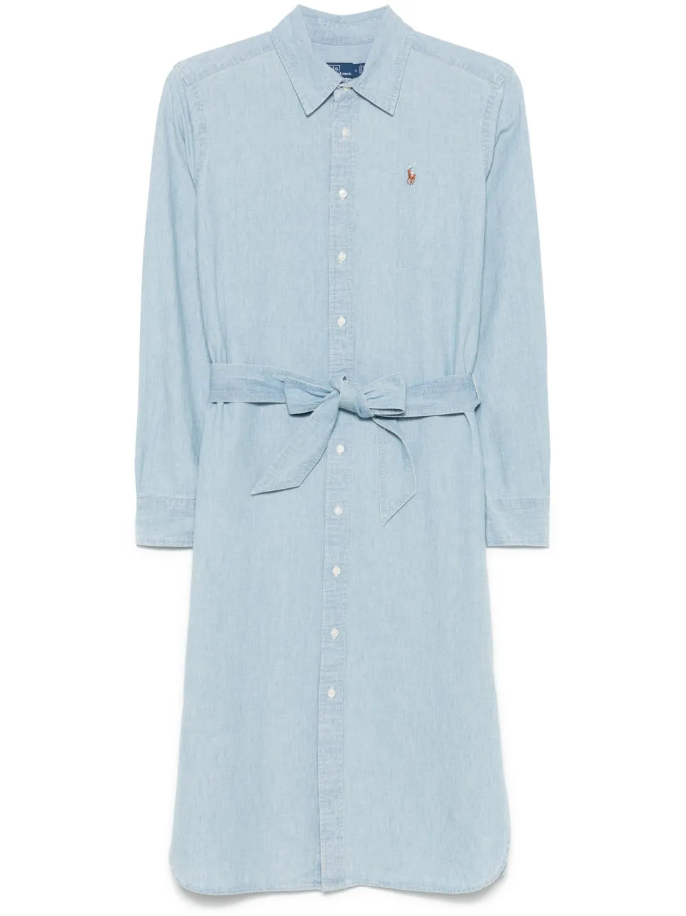 Langes Hemdblusenkleid mit Gürtel