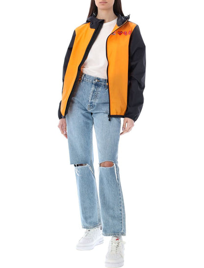 Comme Des Garçons Play – Zweifarbige, wasserdichte Jacke mit Reißverschluss und Kapuze